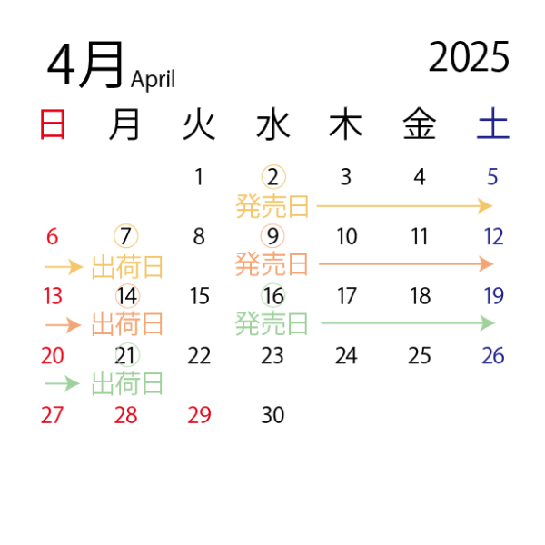 2025年4月販売スケジュール