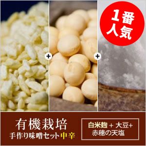 有機栽培 手作り味噌セット(中辛) 白米麹