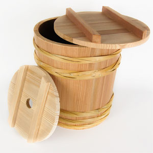 桶職人の手作り木桶 味噌出来高 3kg 味噌樽 藤井製桶製作所